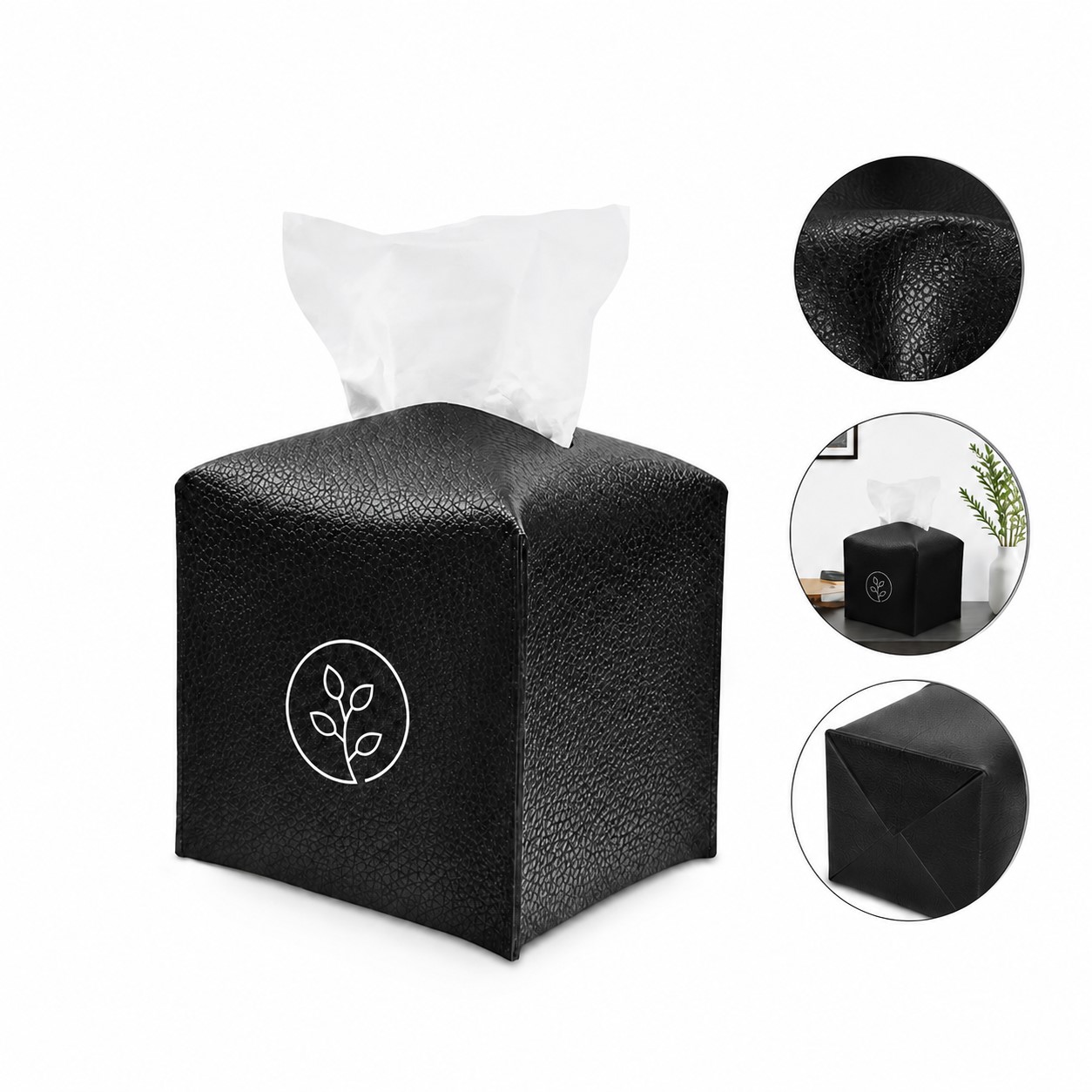 Square Foldable Leather Tissue Cover
