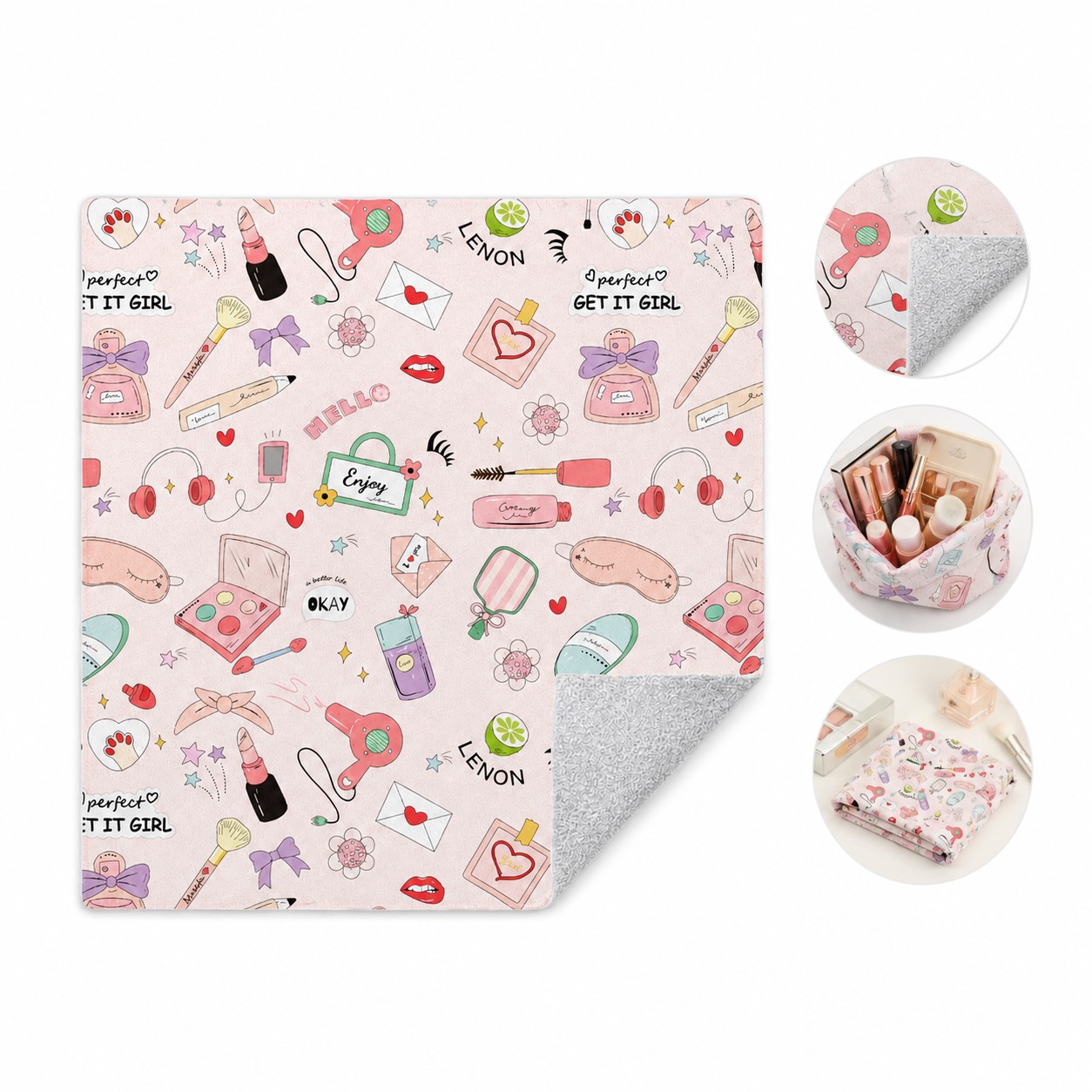 Makeup Bag With Self-Adhesive Fabric Wrap