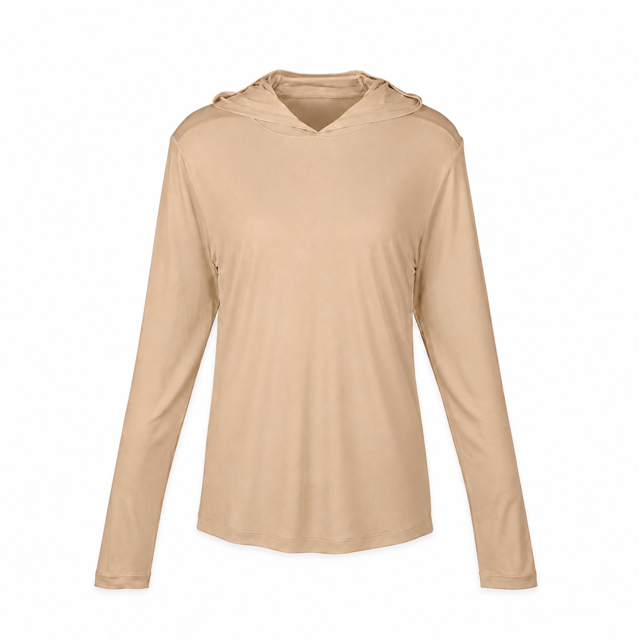 Polyester Hooded Sun Shirt — Tan Beige