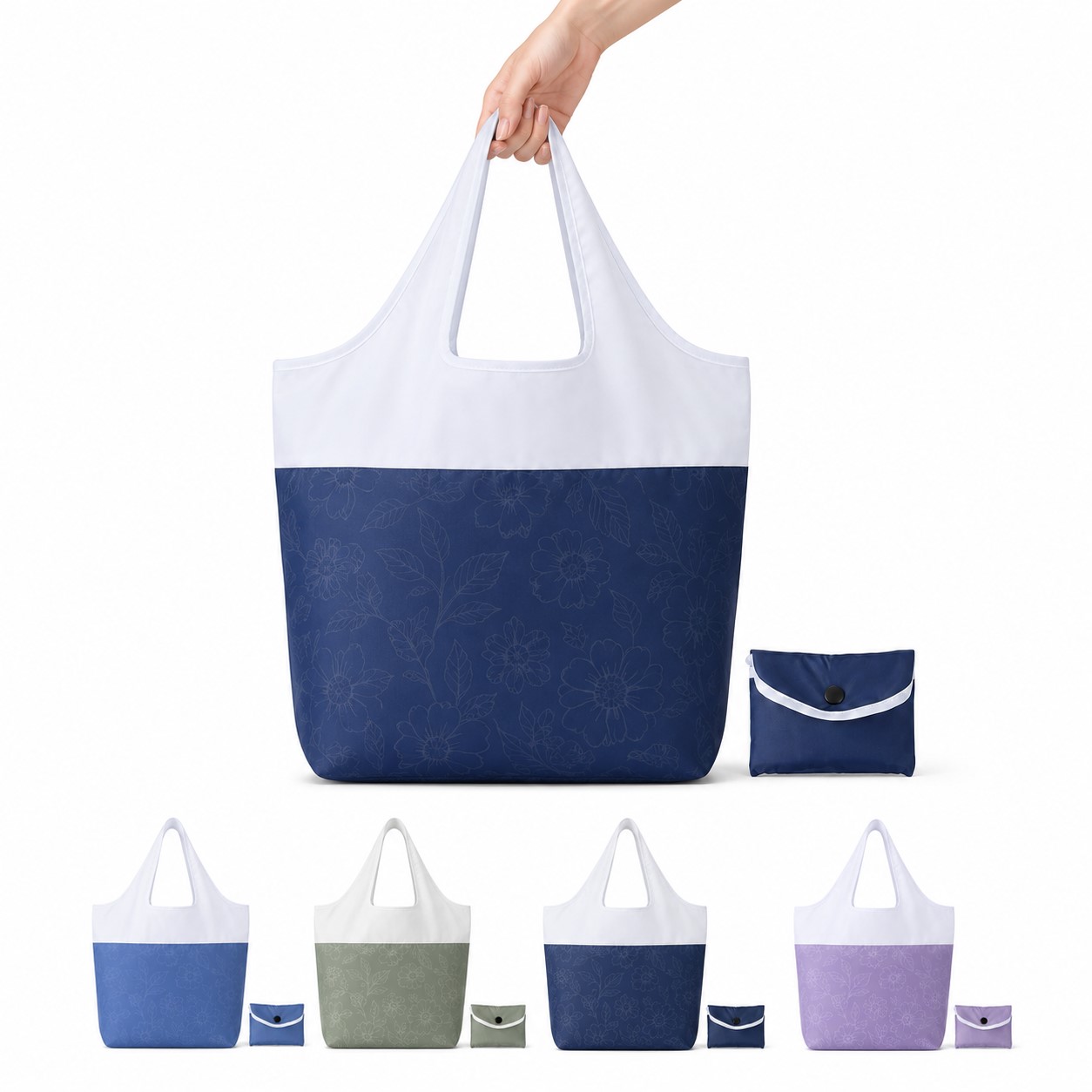 Foldable Recycled Polyester Grocery Tote