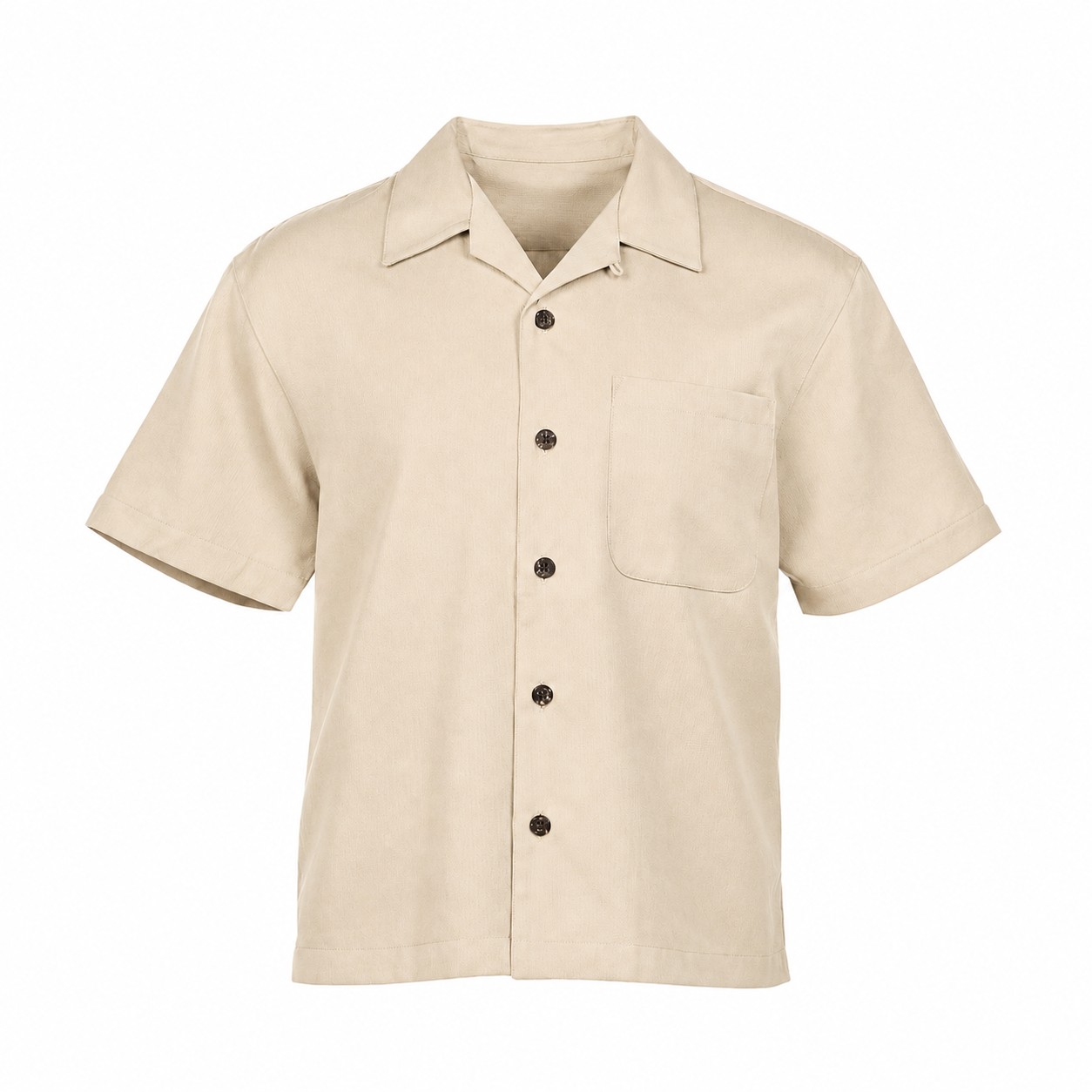 Men's Cotton Polyester Camp Shirt — Beige