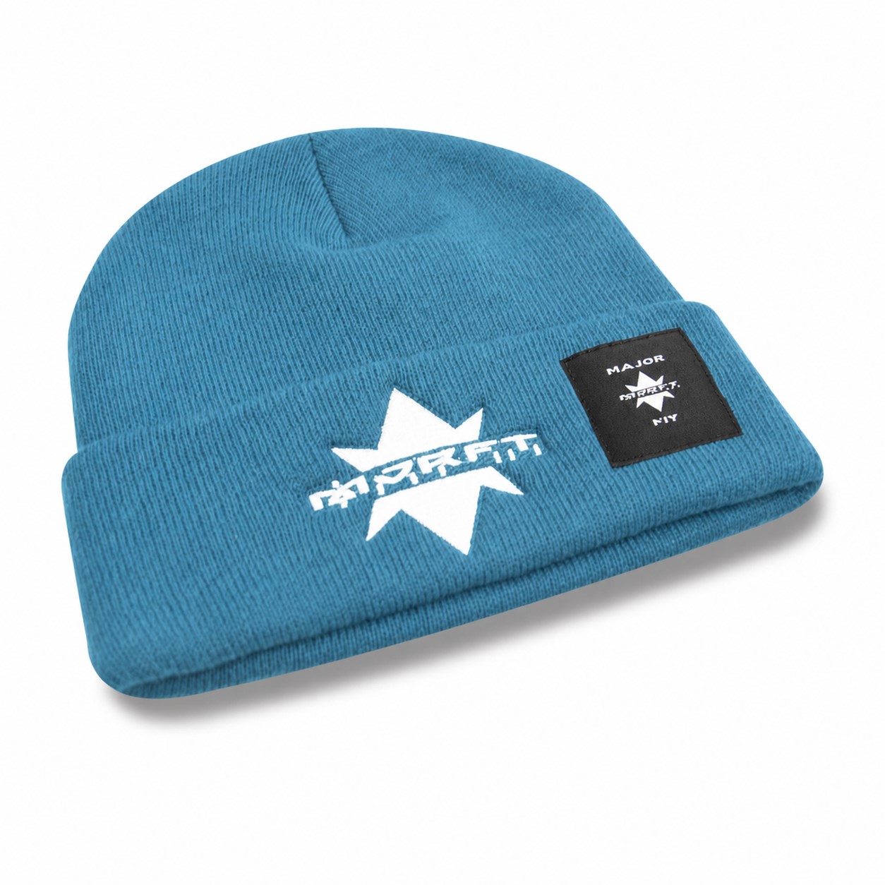 Wool Yarn Knit Beanie Hat — Lake Blue
