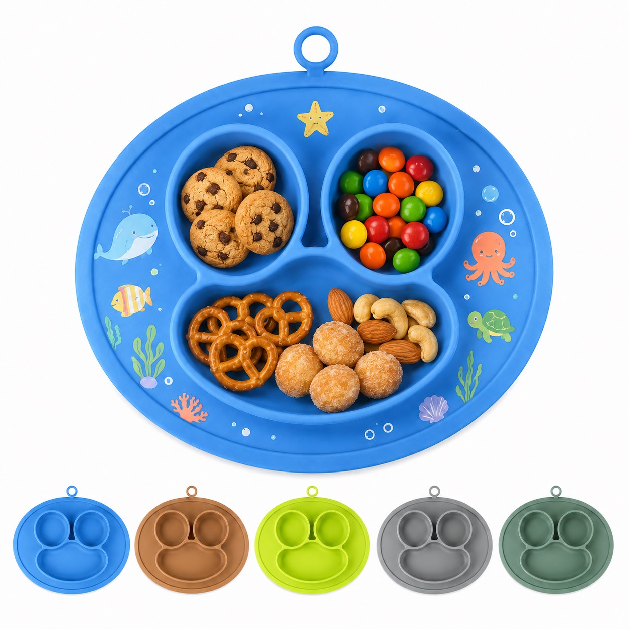 Paw Shaped Silicone Three Compartment Feeding Plate