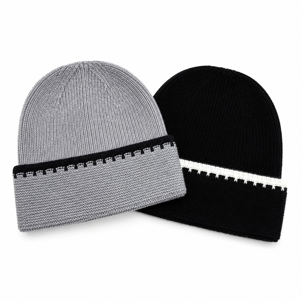 Wool Blend Contrast Cuff Beanie