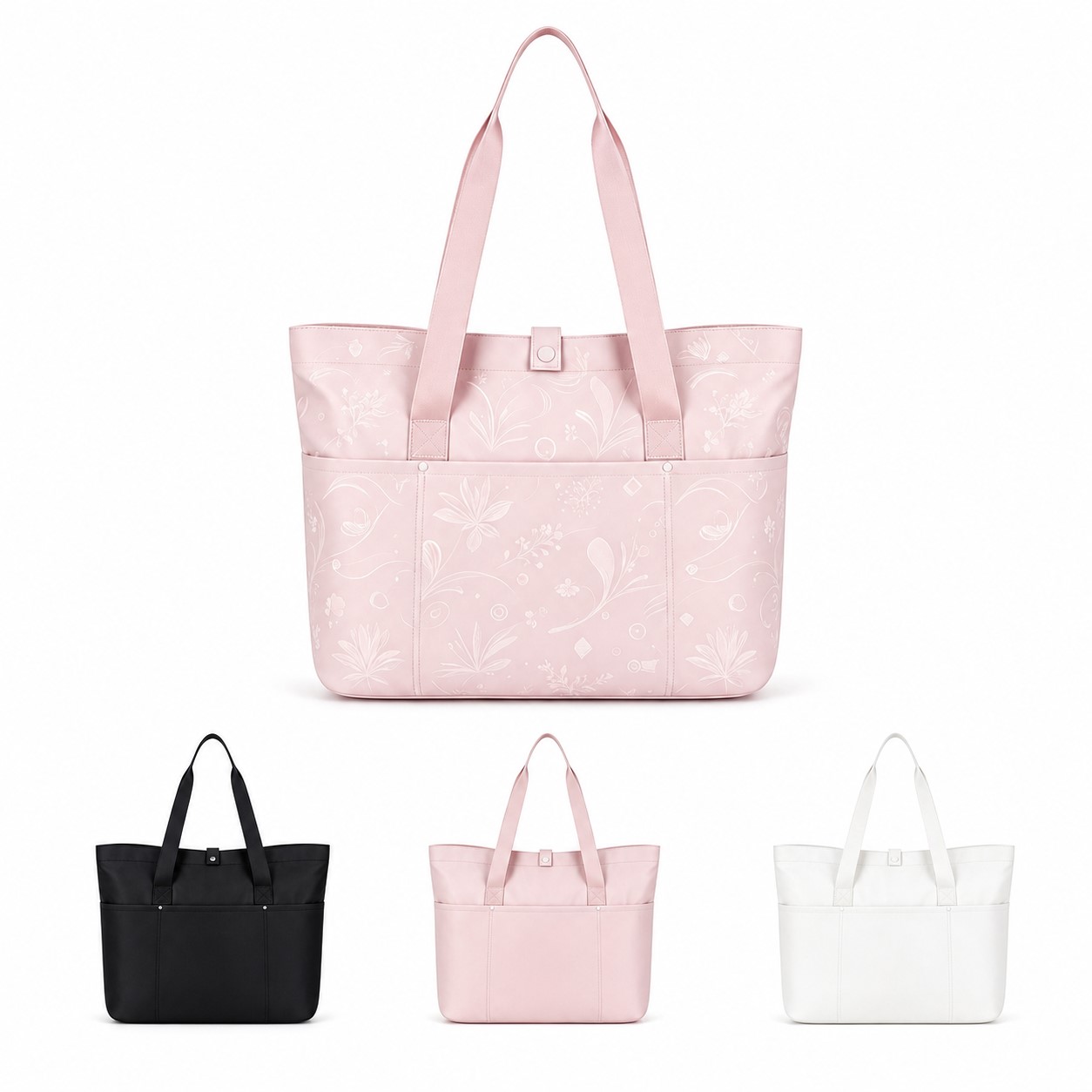 Women's Foldable Nylon Tote With Shoulder Strap