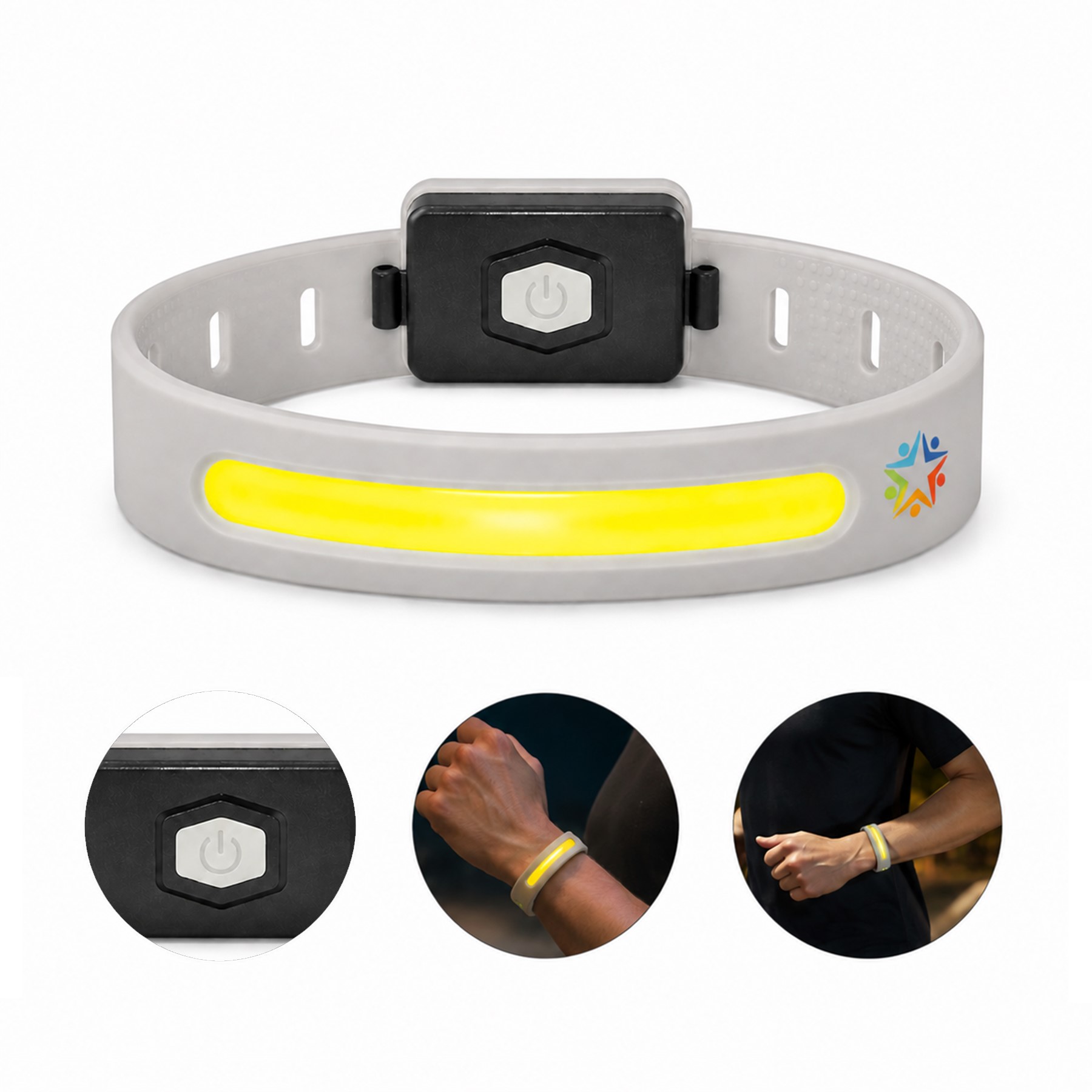 Adjustable COB Silicone Visibility Wristband