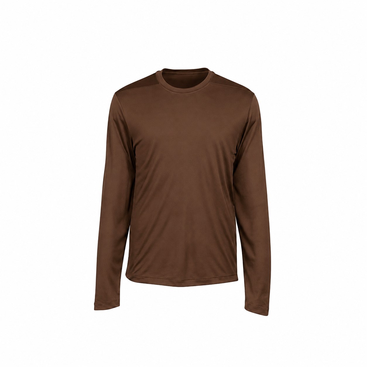 Men's Four-Ounce Polyester Long Sleeve Performance Tee — Brown