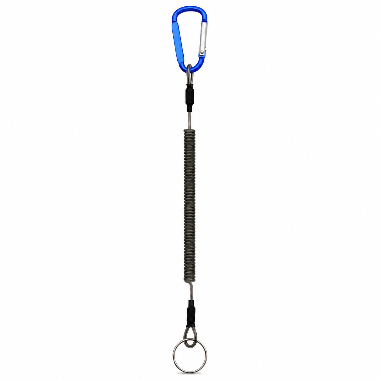 Metal Coil Keychain With Carabiner Clip — Blue
