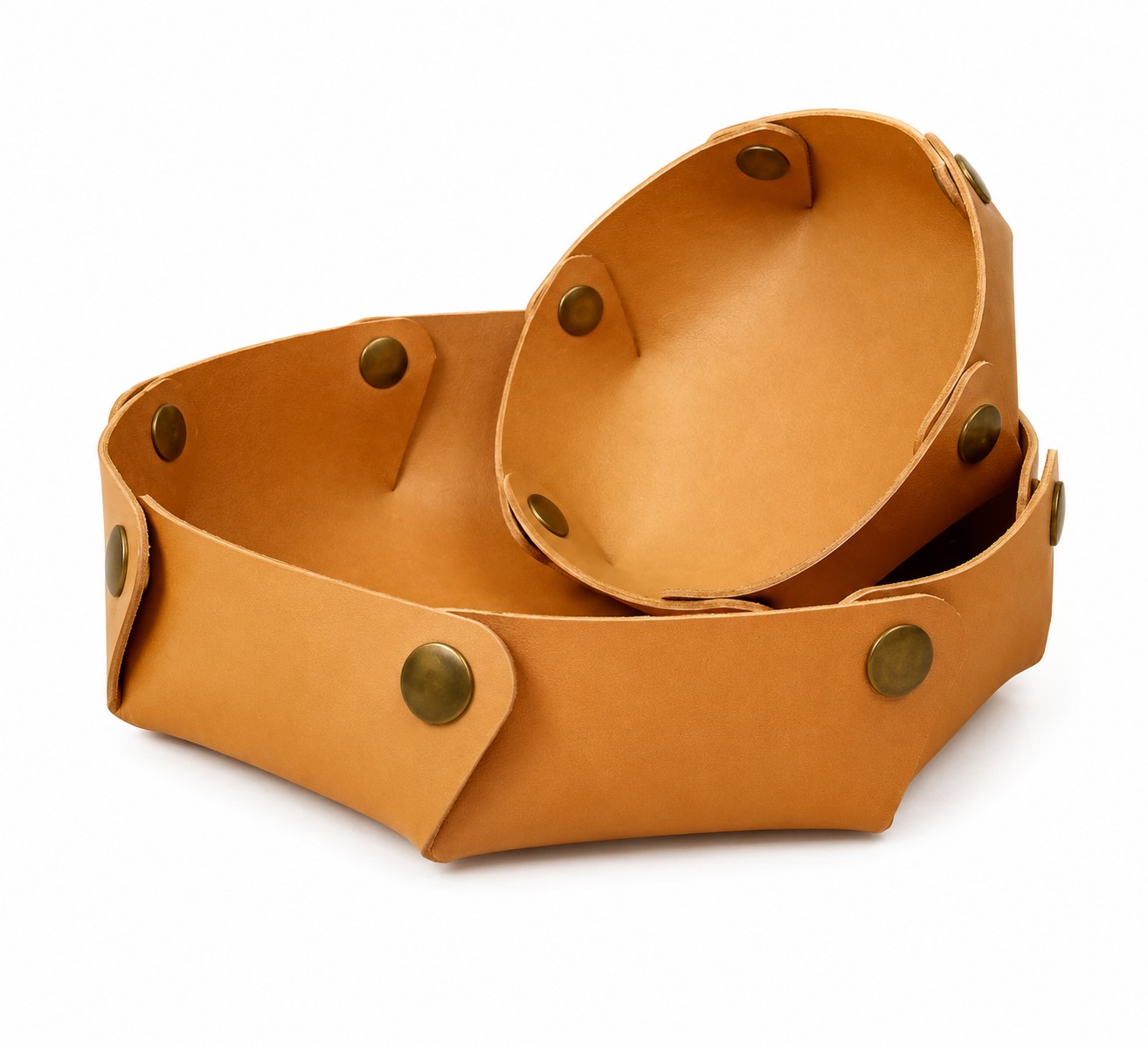 Foldable Full Grain Leather Desktop Valet Tray — view 2
