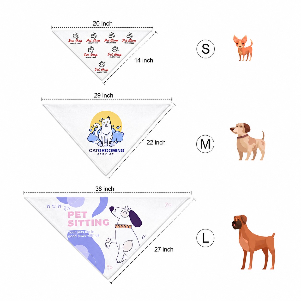 Washable Pet Triangle Bandanna — White