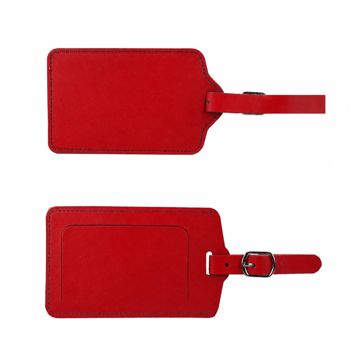 PU Leather Flip Luggage Tag — Red
