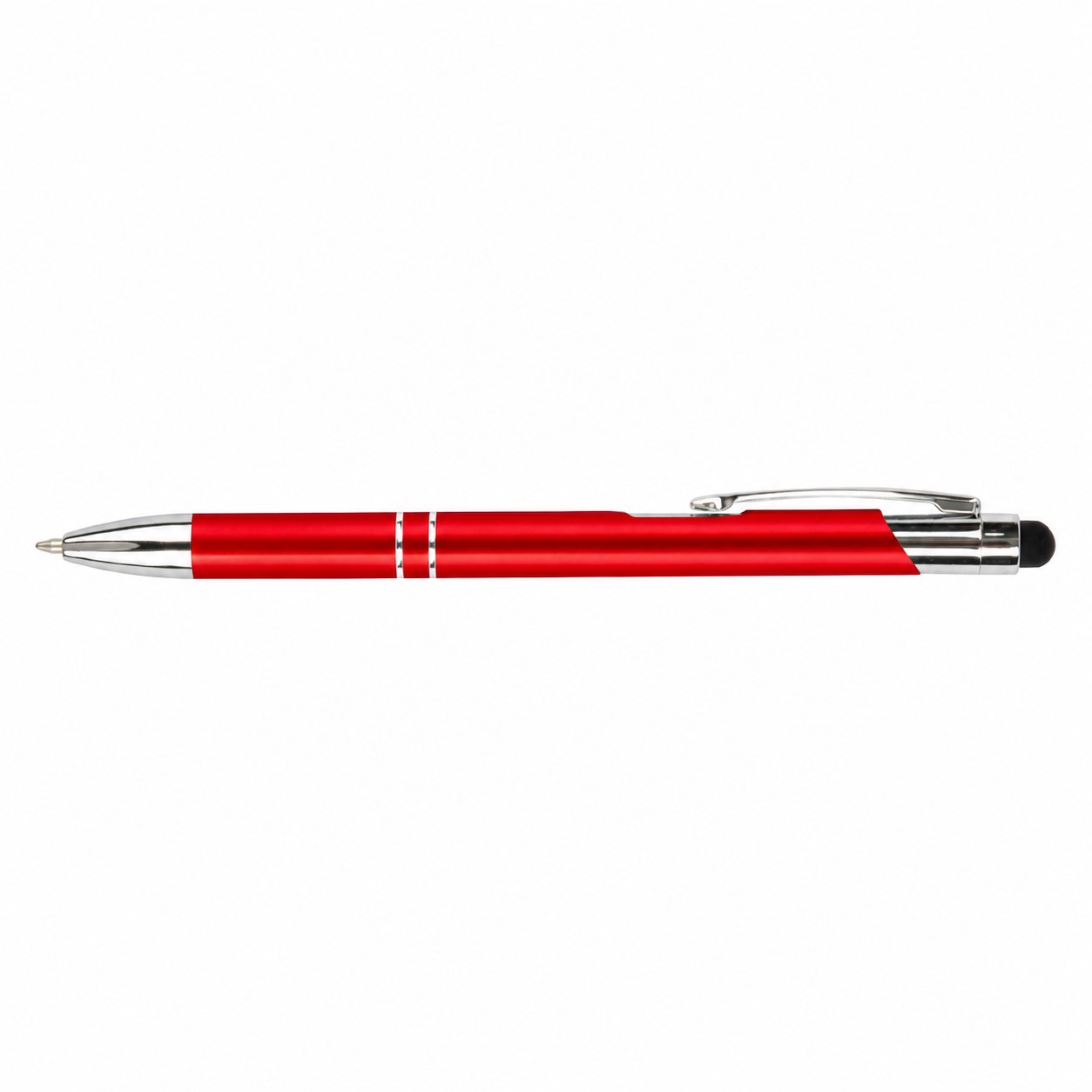 Glossy Aluminum Stylus Ballpoint Pen — Red