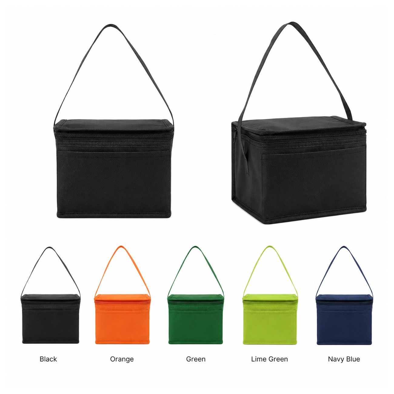 Zippered Storage Black Cooler Bag