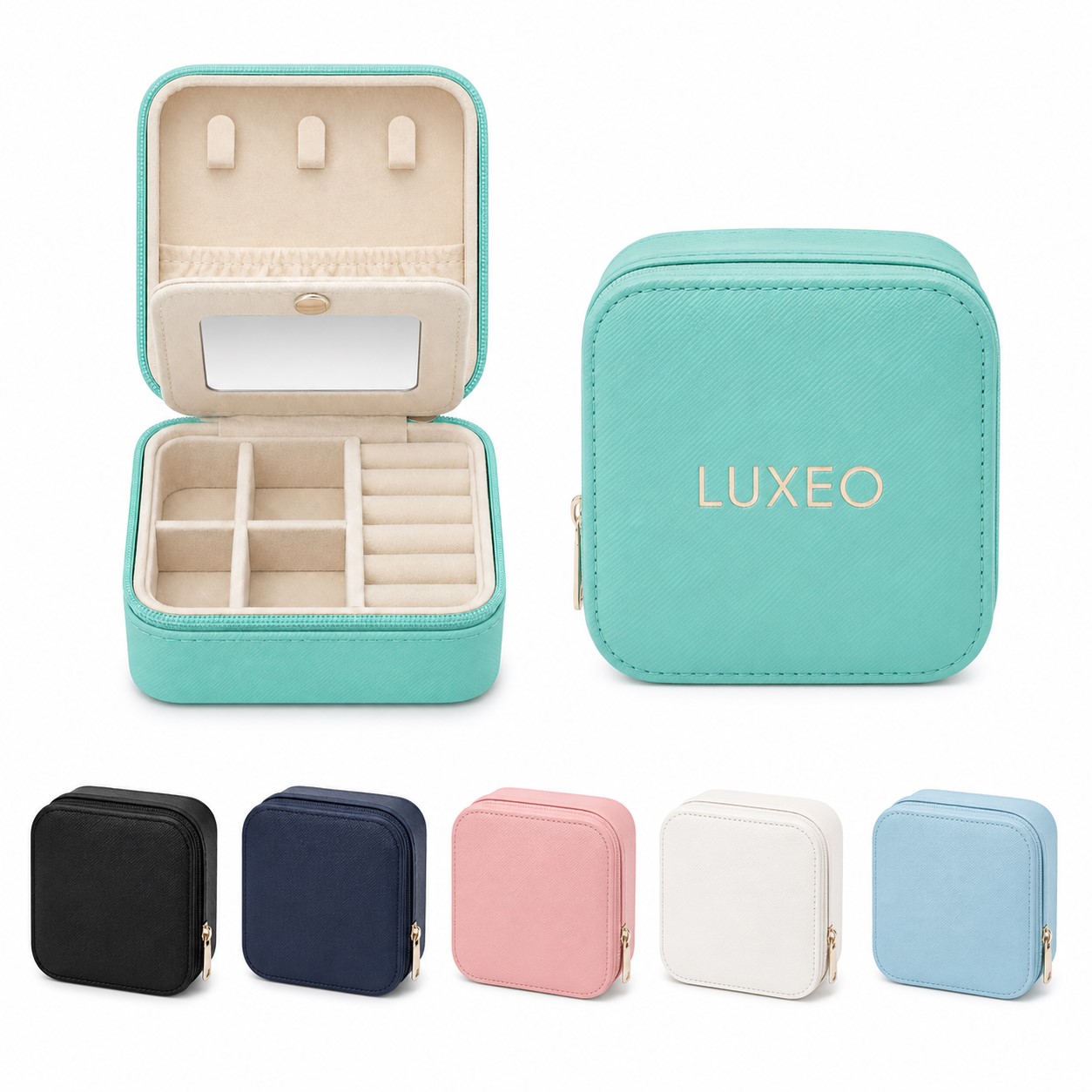 Zippered PU Travel Jewelry Case