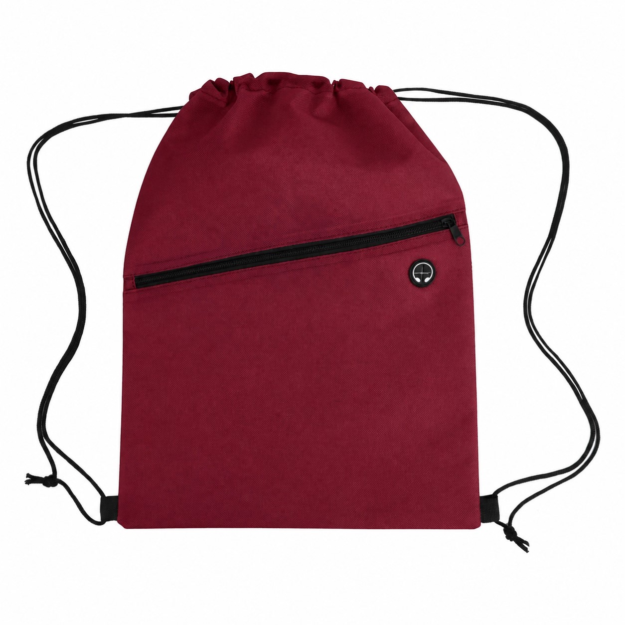 Zippered Storage Drawstring Bag — Burgundy Red