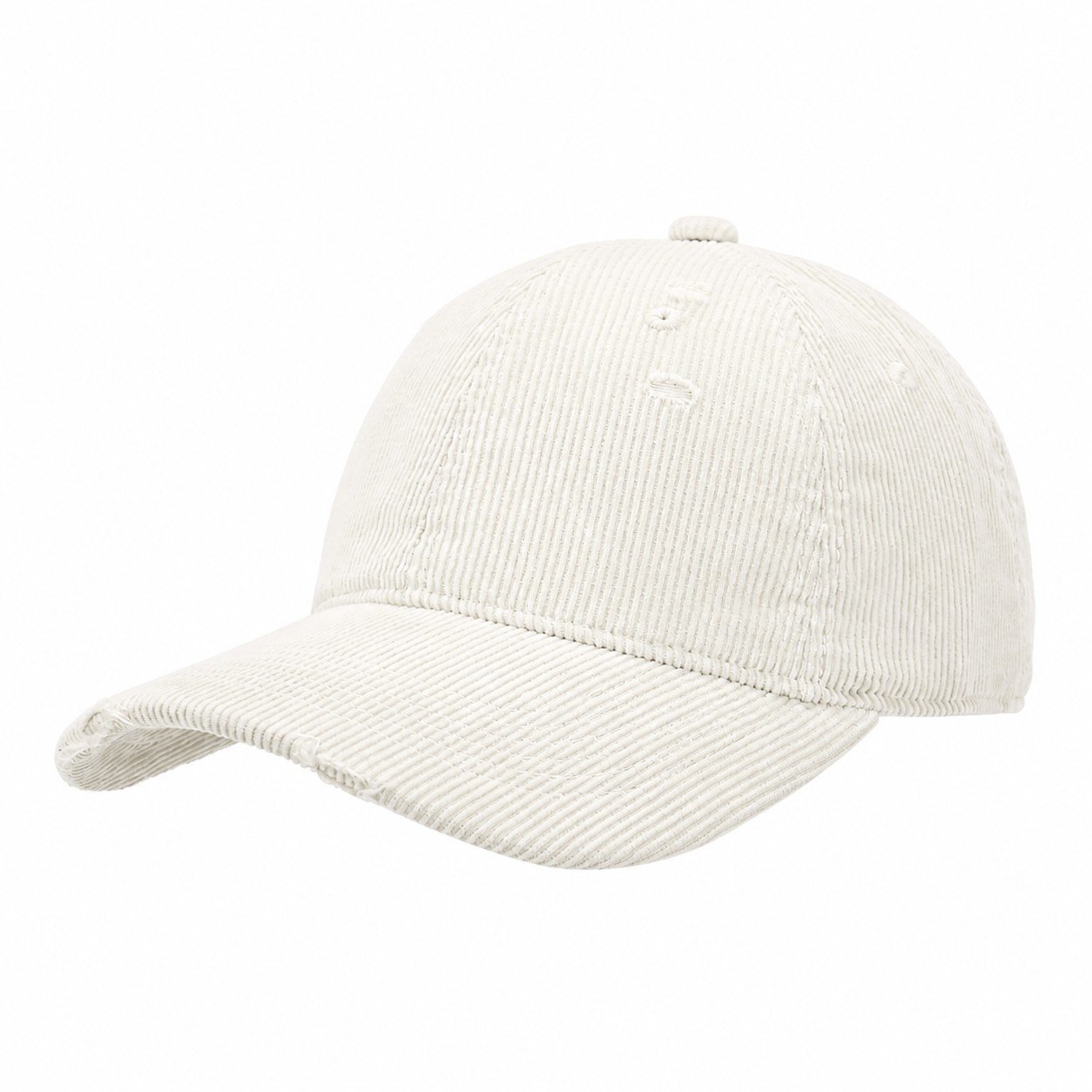 Corduroy Peaked Baseball Cap — Off White