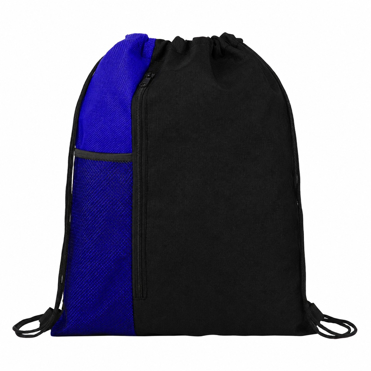Drawstring Backpack With Mesh Pocket — Black