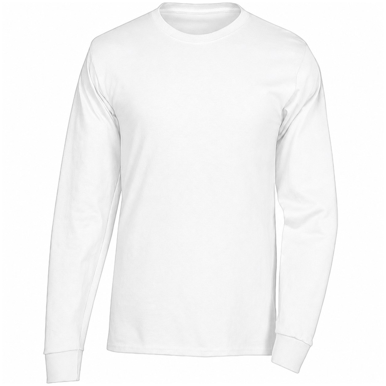 Cotton Long Sleeve Crewneck T-Shirt — White