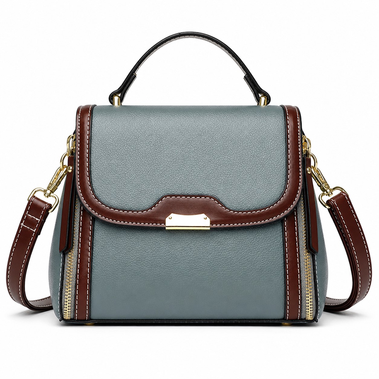 Structured Polyester Flap Tote With Shoulder Strap — view 2