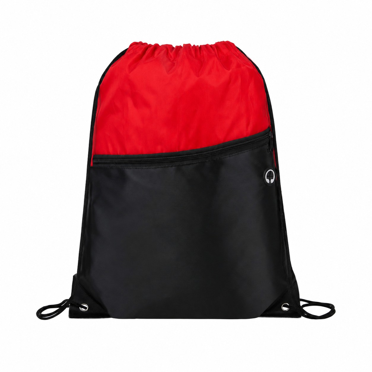 210D Polyester Metal Grommets Drawstring Bag — Red