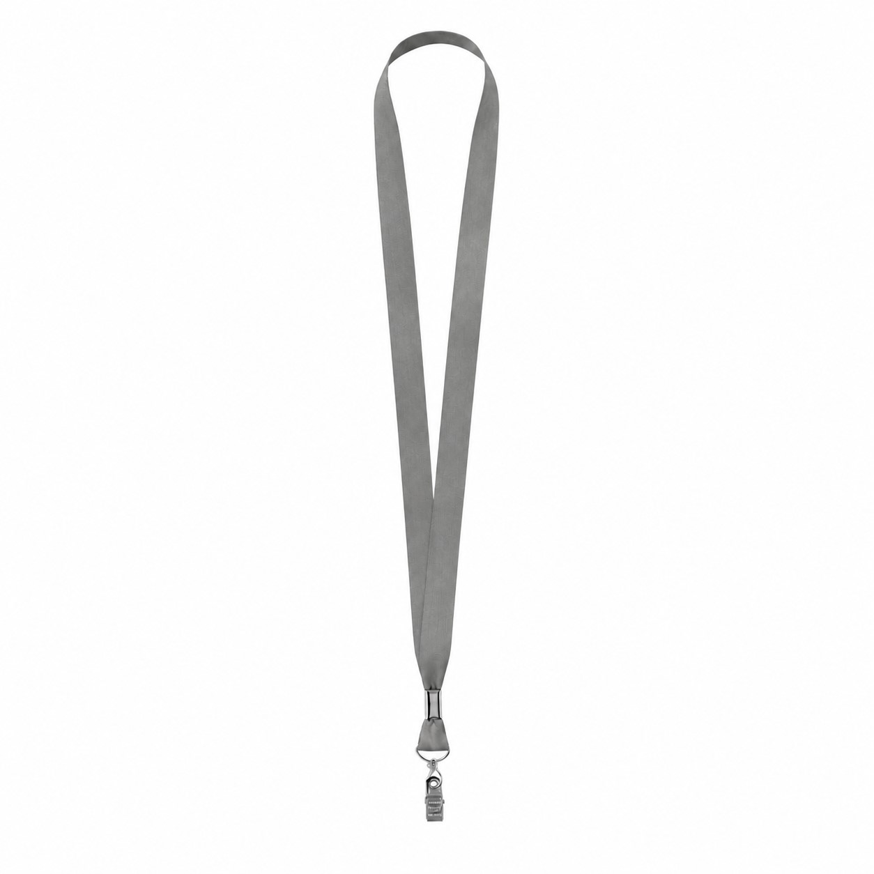 Polyester Lanyard With Bulldog Clip — Pewter Gray