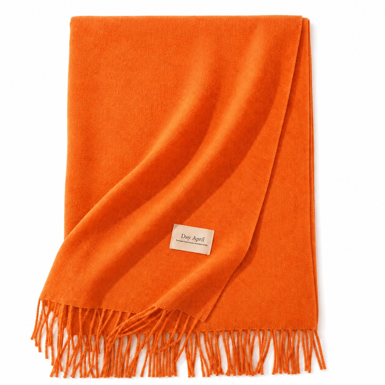 Faux Cashmere Fringed Bandanna Scarf — Orange