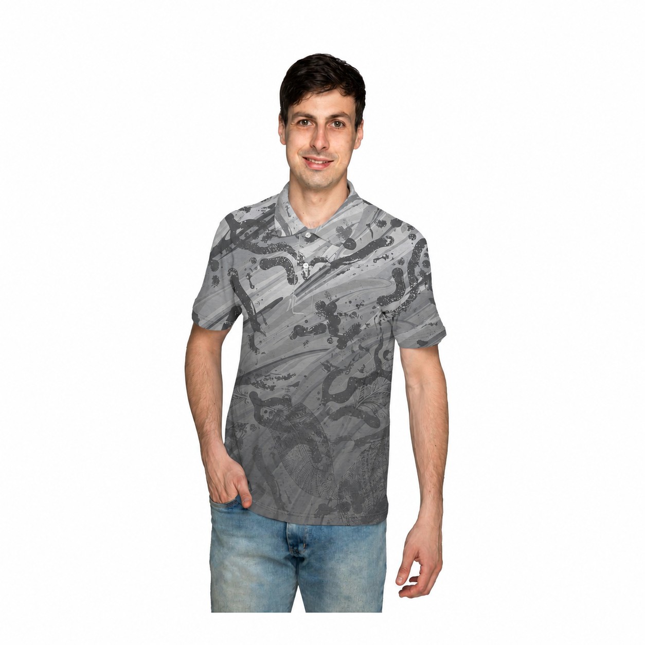 Polyester Performance Polo Shirt — Gray
