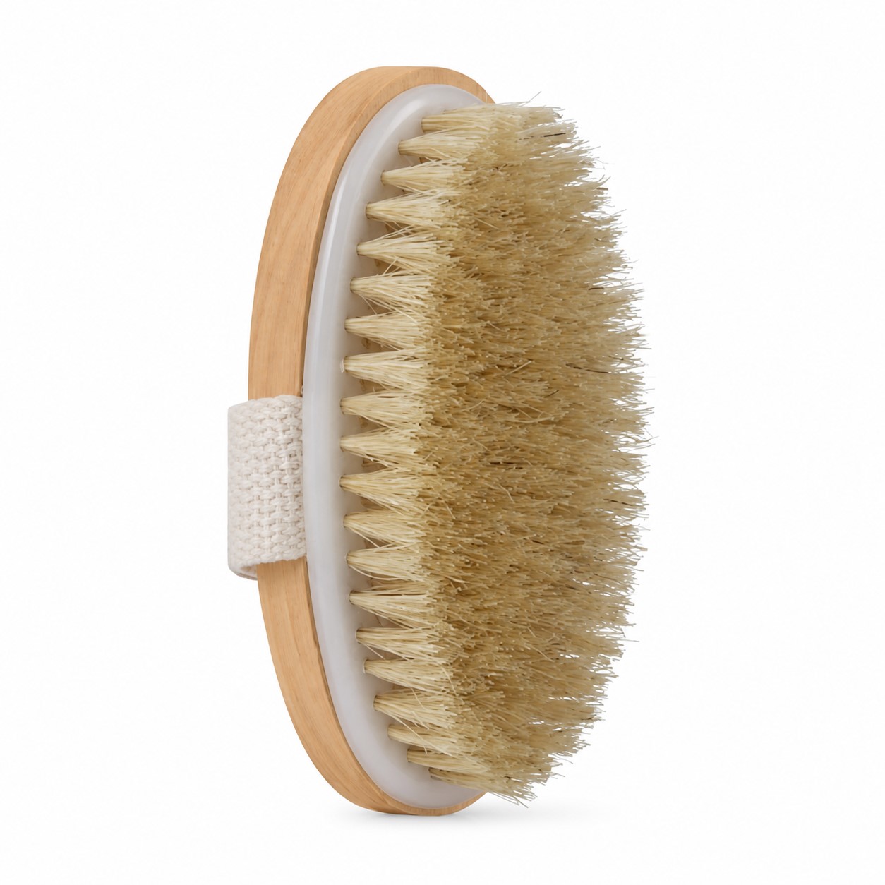 Handheld Oval Wood Body Brush With Strap — view 2