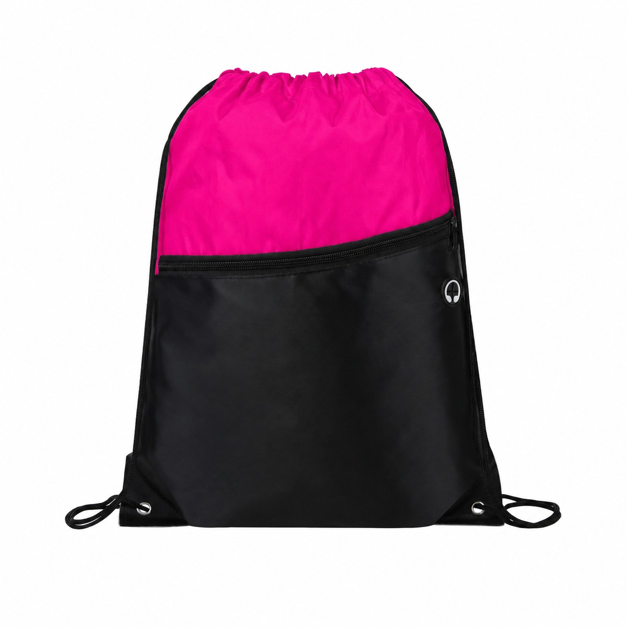 210D Polyester Metal Grommets Drawstring Bag — Fuchsia Pink