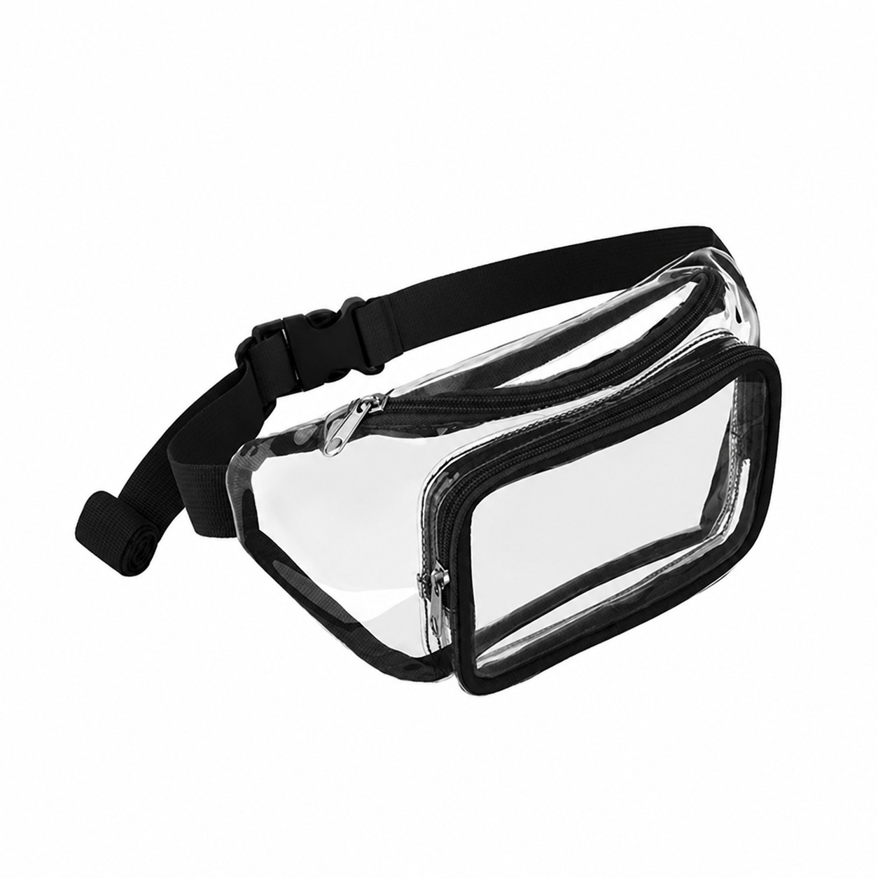 Clear PVC Stadium Waist Bag — Black
