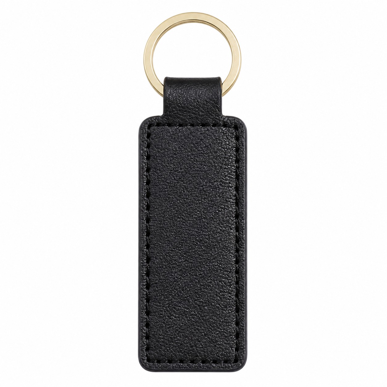 Rectangular PU Leather Keychain With Metal Ring — view 2