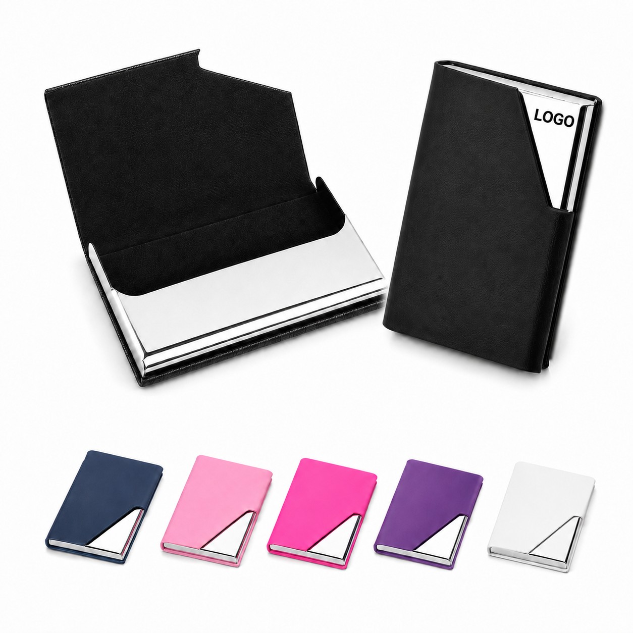Compact PU Leather Metal Business Card Case