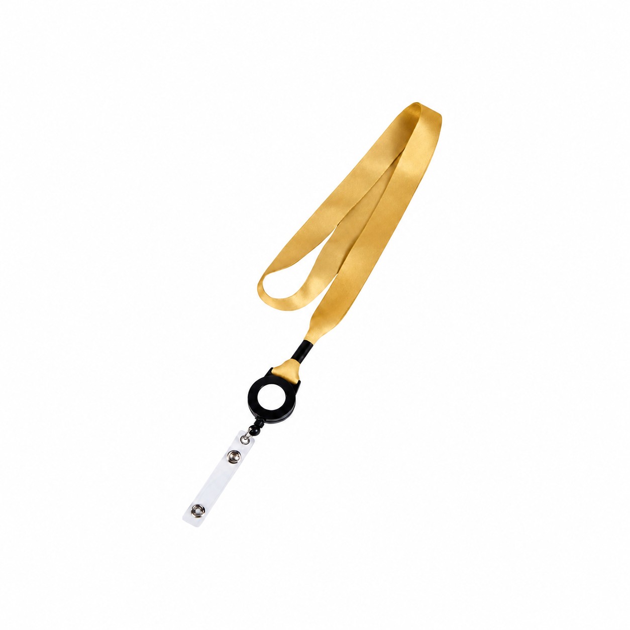Plastic Crimp Badge Reel Lanyard — Brass Gold