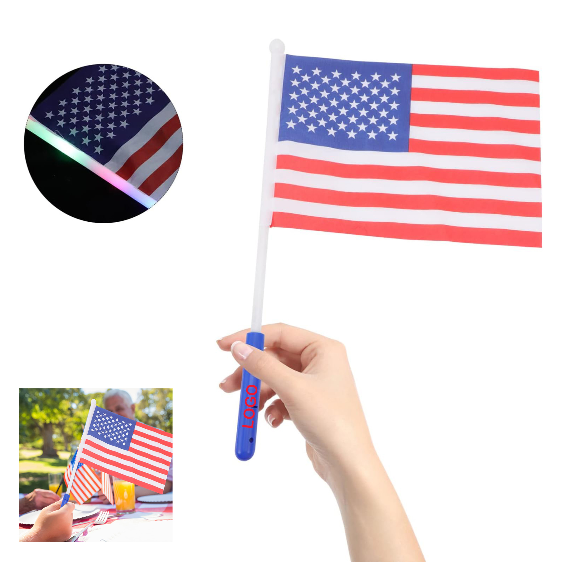 LED Plastic Handheld American Flag