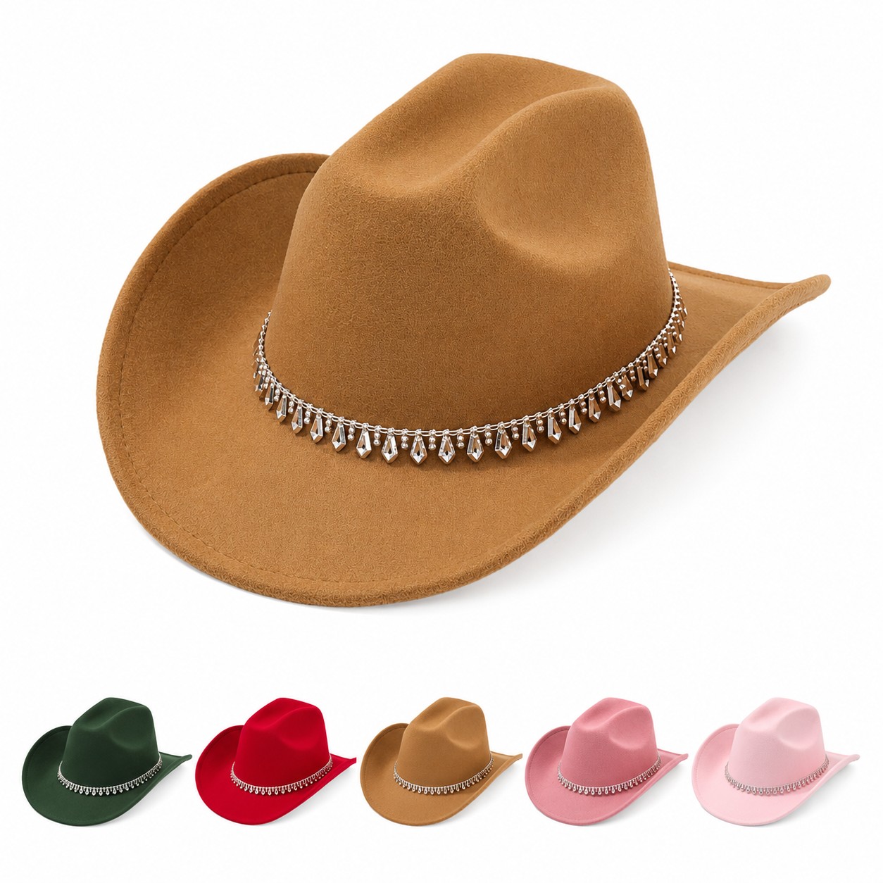 Rhinestone Band Polyester Cowboy Hat