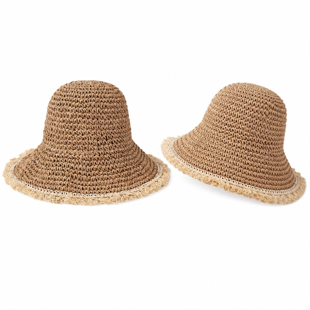 Fringe Straw Bucket Sun Hat