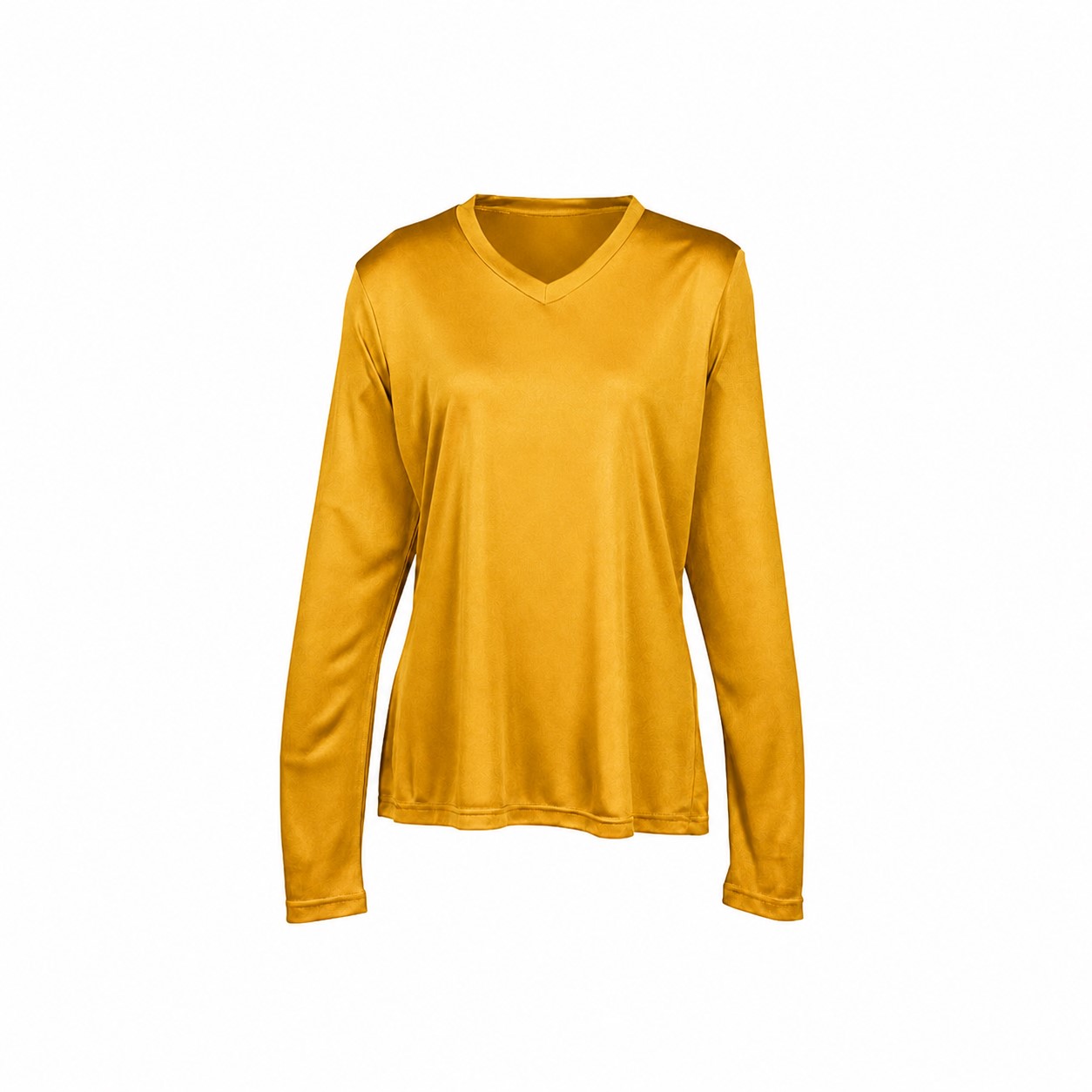 Ladies Polyester V Neck Performance Shirt — Gold