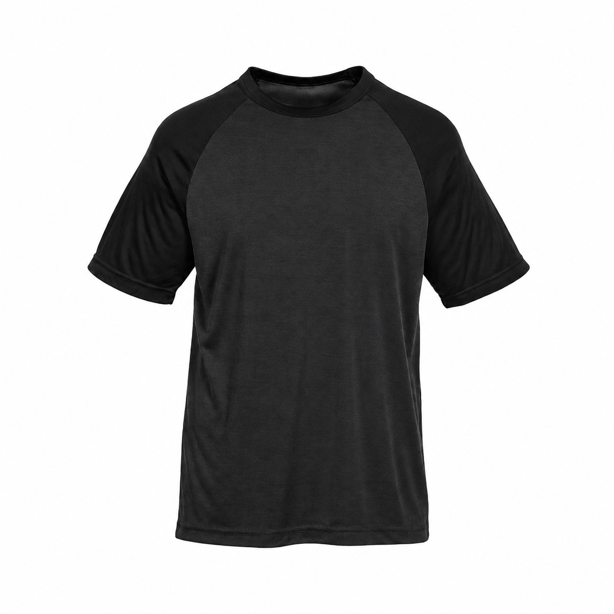 Colorblock Polyester Raglan Shirt — Black