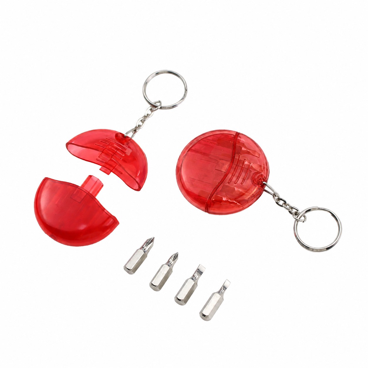 Mini ABS Screwdriver Keychain Set — Red