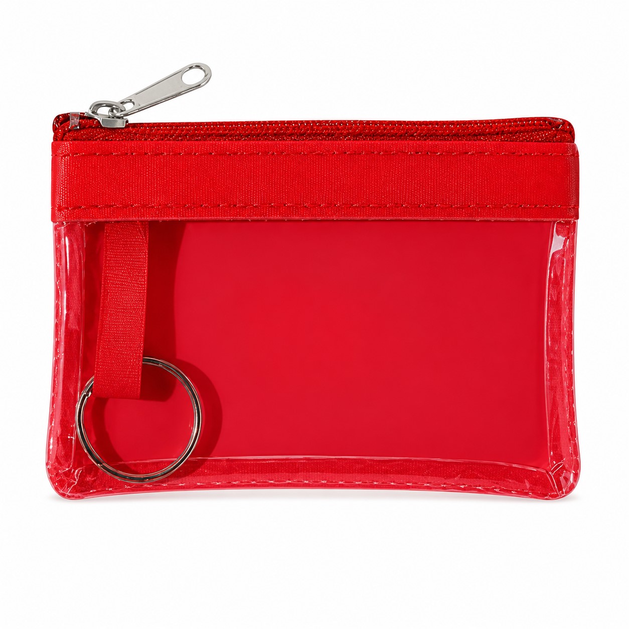 Clear PVC Zipper Coin Purse With Key Ring — view 2