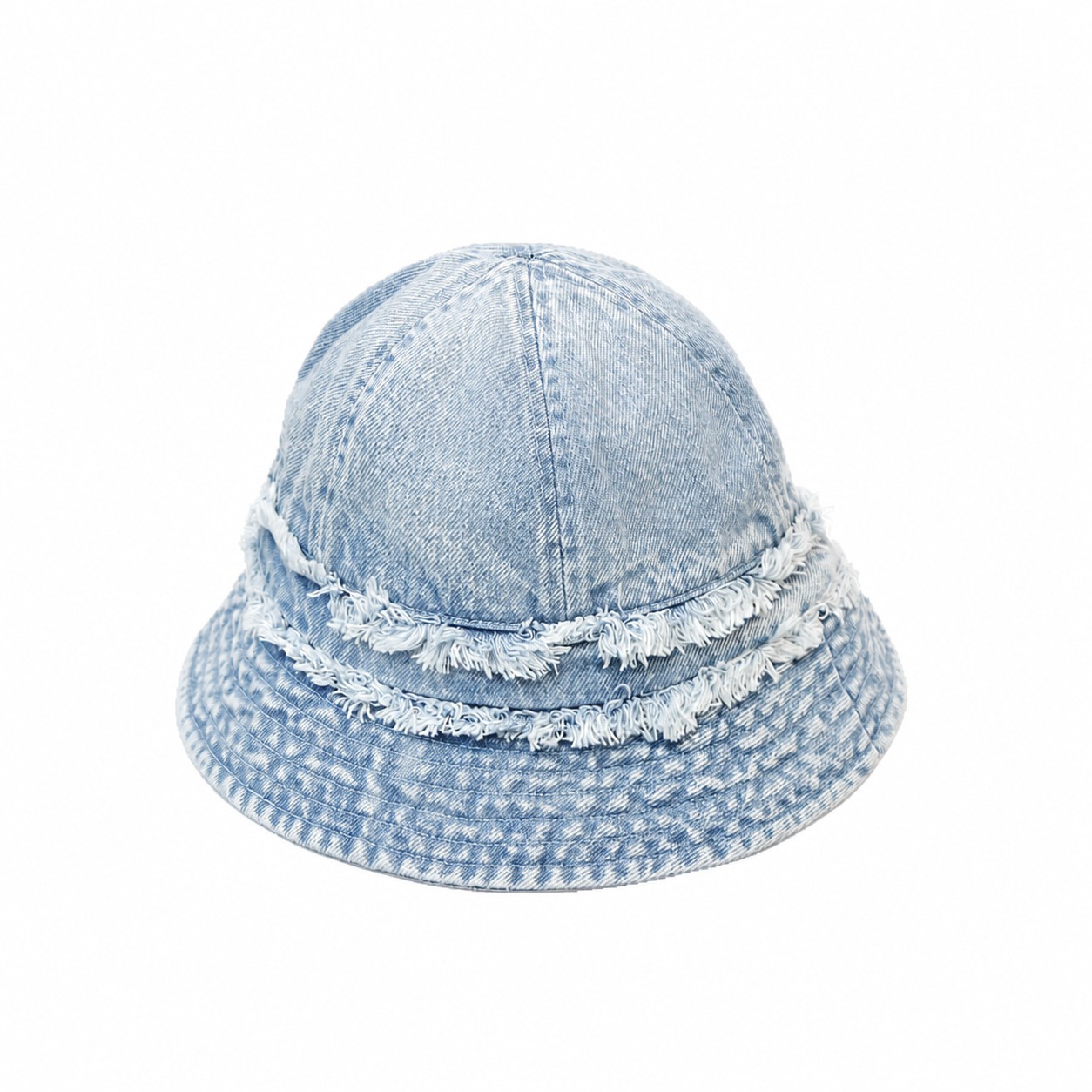 Frayed Denim Bucket Hat — Light Blue