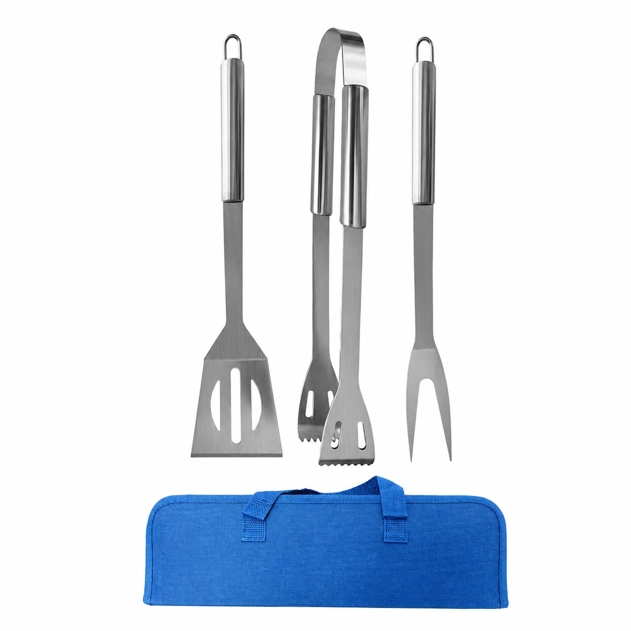Three Piece Stainless Grill Set — Blue