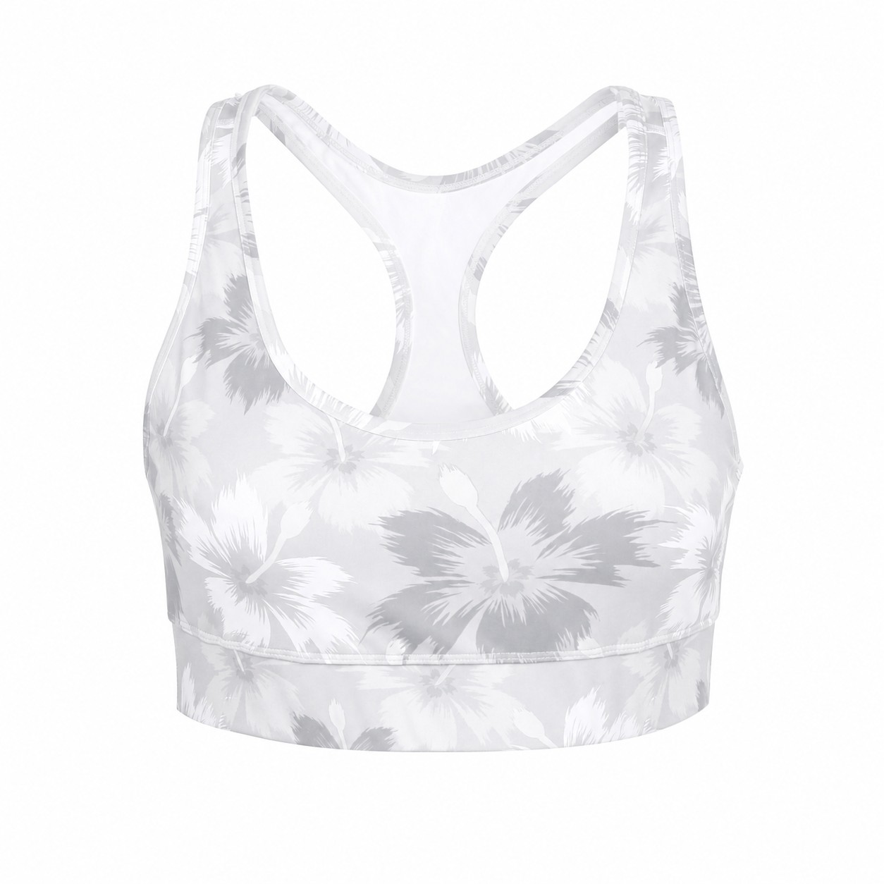 Polyester-Spandex Padded Racerback Sports Bra — Clear White