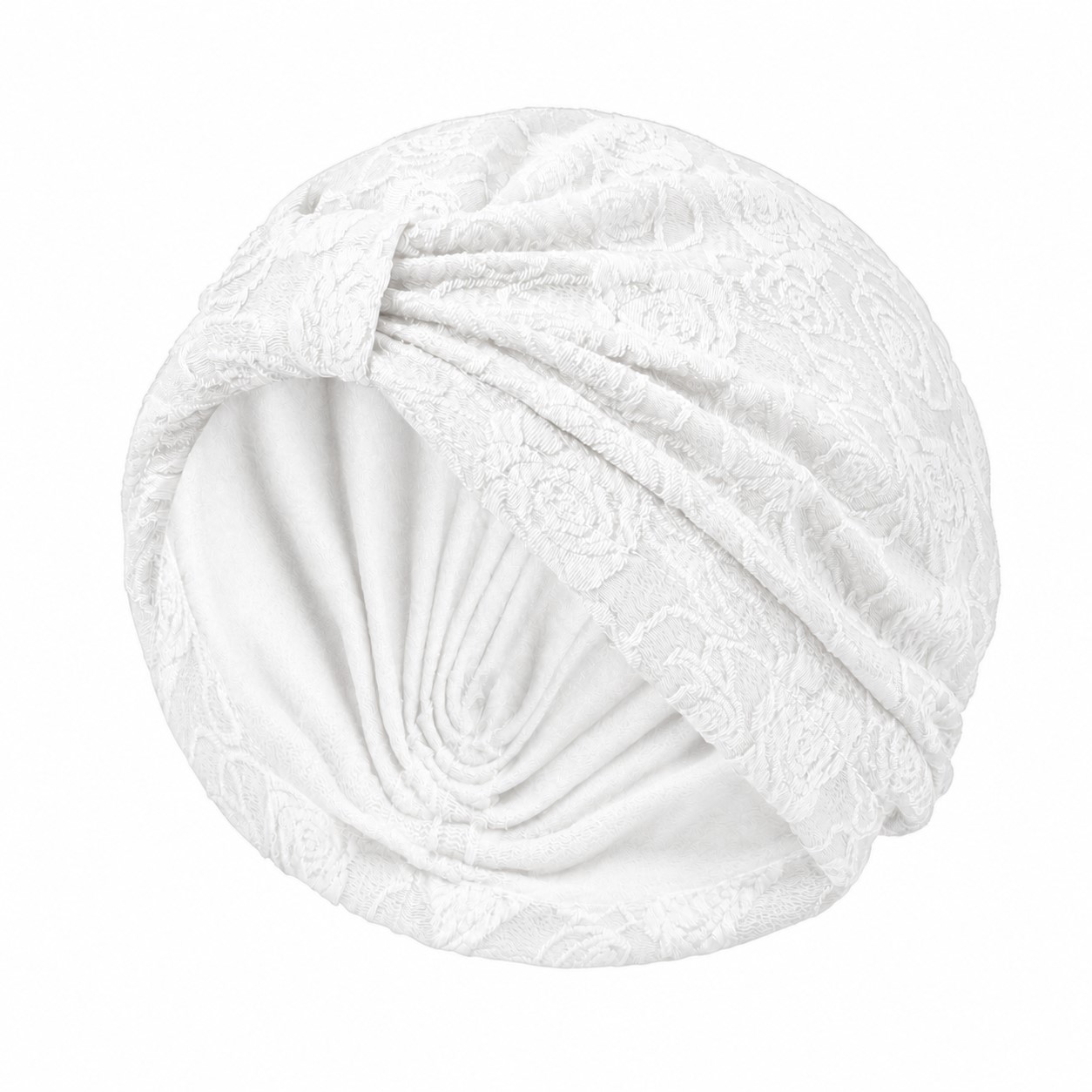 Jacquard Polyester Turban Headwrap Hat — White