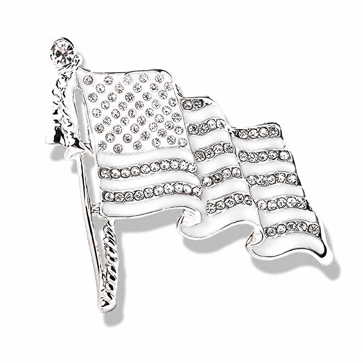 Rhinestone Metal American Flag Brooch — view 5
