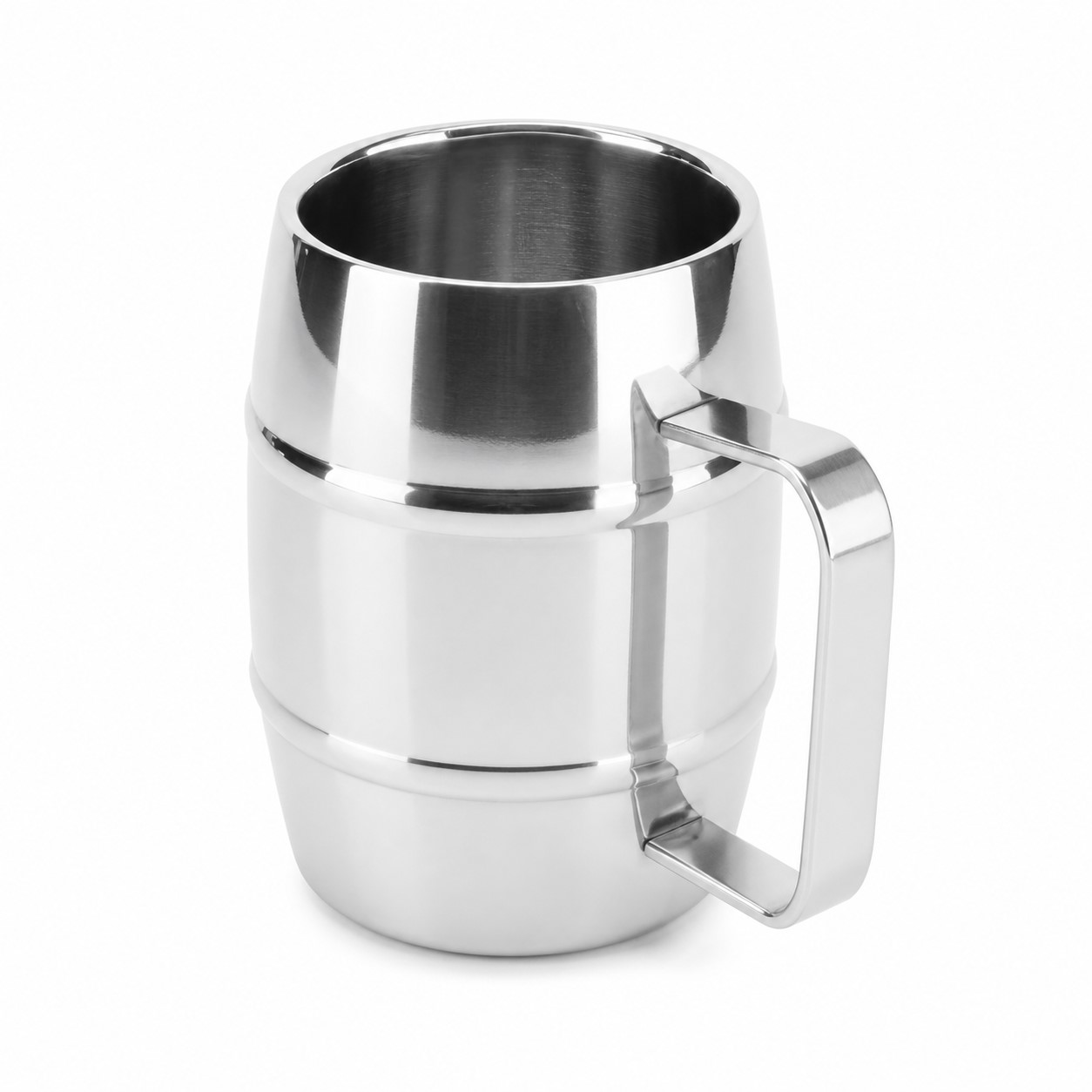 Polished 12 Oz Stainless Steel Barrel Mug — view 2
