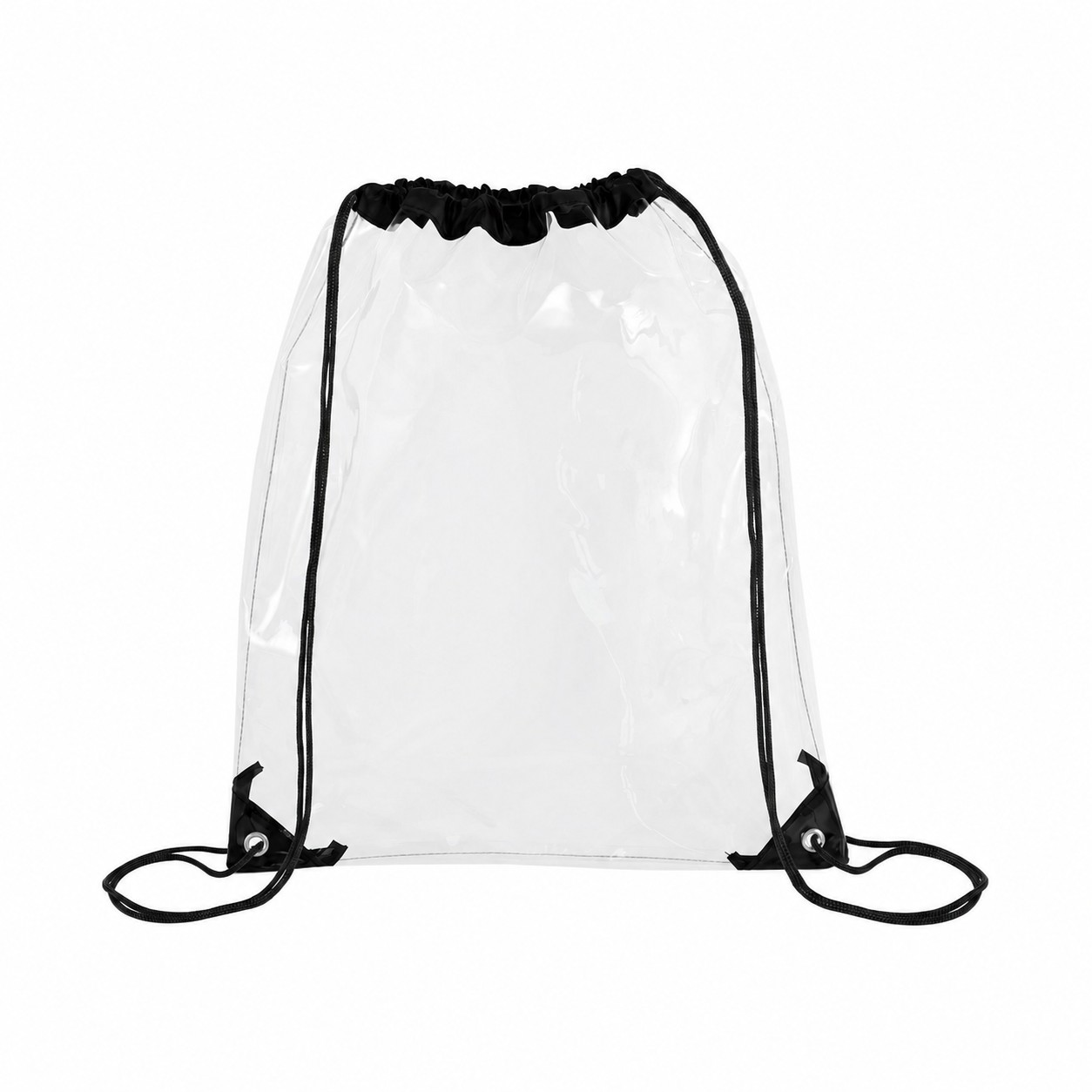 Metal Grommets PVC Drawstring Bag — Black