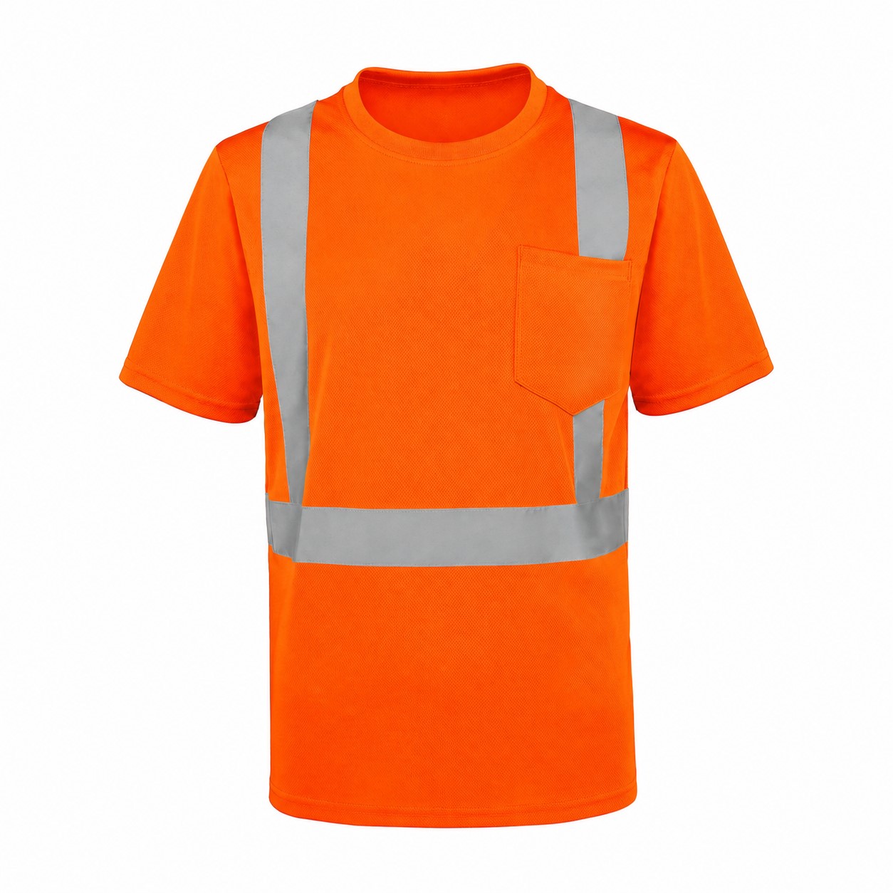 Reflective Safety Pocket T-Shirt — Safety Orange/Reflective Silver