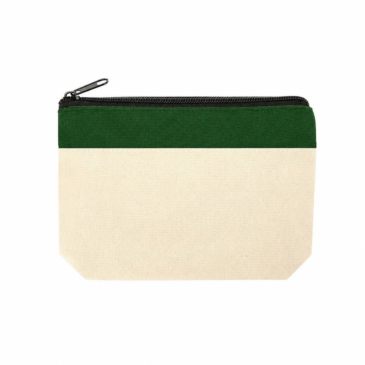 Cotton Canvas Zipper Pouch — Forest Green