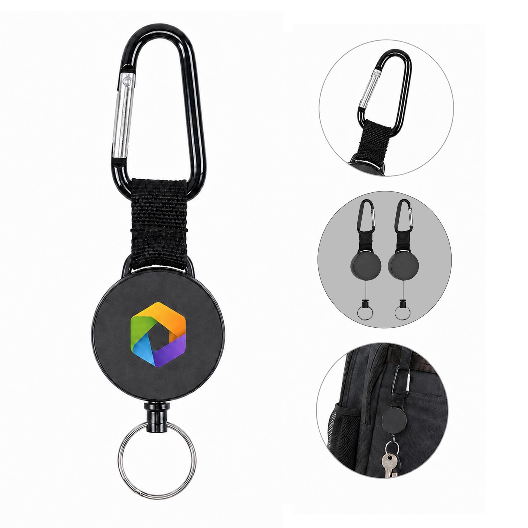 Retractable Badge Reel With Stainless Steel Carabiner